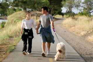 Walking outdoors, often low back pain